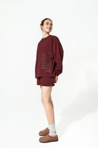Zula Graphic Women's Windbreaker Top Burgundy Side View 2