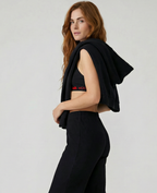 Indo Full Zip Cropped Hoodie Black SIde View