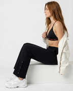 Fall Straight Leg uncuffed joggers Black Sitting View