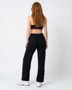 Fall Straight Leg uncuffed joggers Black Back Full View