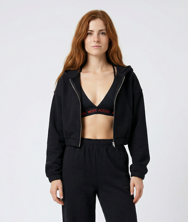 Indo Full Zip Cropped Hoodie