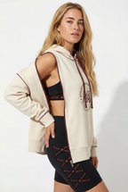 Lake Oversized women's Hoodie poppy Biege/Burgundy Side View 