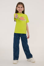 Kids’ organic cotton T-shirt with playful graphic celebrating family and love