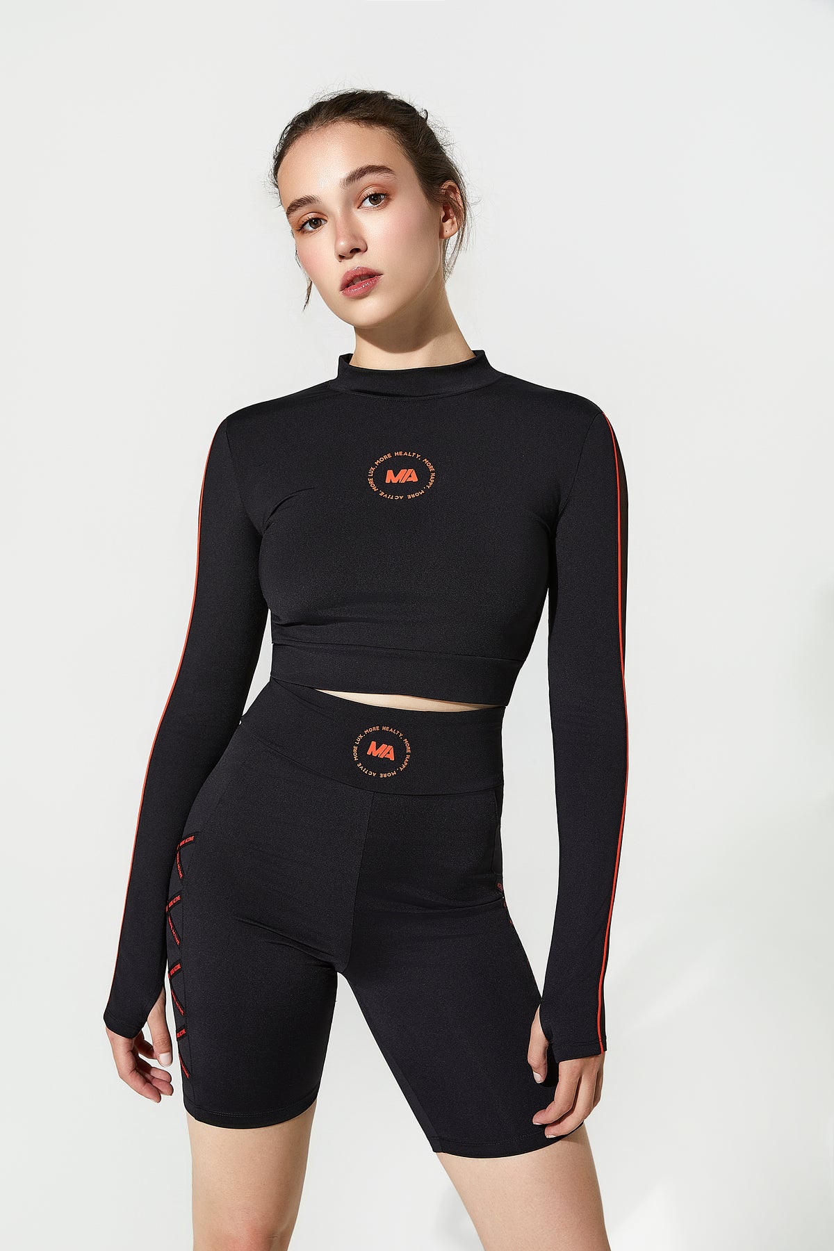 Roma Gym Top With Cut Out Detailed Black Front View