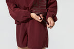 Zula Graphic Women's Windbreaker Top Burgundy Front View Closeup 2
