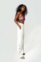 Fall Straight Leg uncuffed joggers Ecru Full Side View