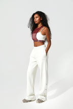 Fall Straight Leg uncuffed joggers Ecru Without Hoodie Left Side View