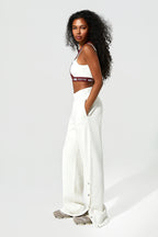Fall Straight Leg uncuffed joggers Ecru Full Left View