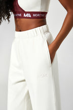 Fall Straight Leg uncuffed joggers Ecru Side View