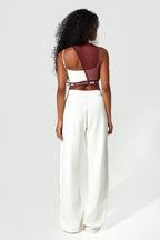 Fall Straight Leg uncuffed joggers Ecru Back View