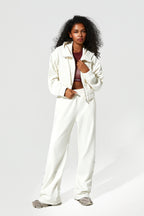 Fall Straight Leg uncuffed joggers Ecru Front View 4