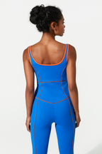 Izmir All In One Strappy Gym Unitard Lapis Blue/Poppy Red Back View