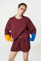 Bulls Long Sleeve Multicolour Track Top Burgundy Front View With Sleeves