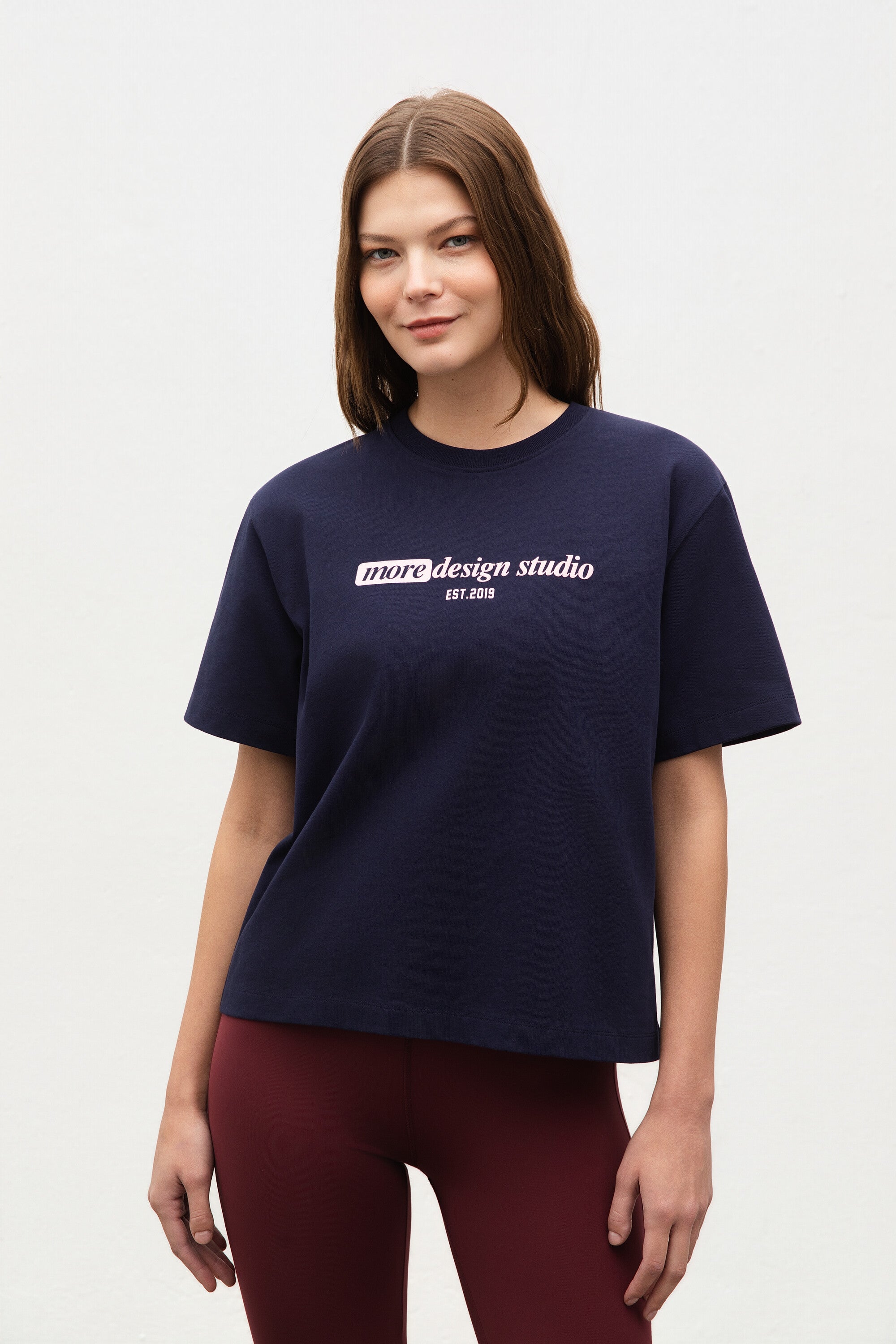Short Sleeve Heavy Jersey Tshirt Maritime Blue Front View 2