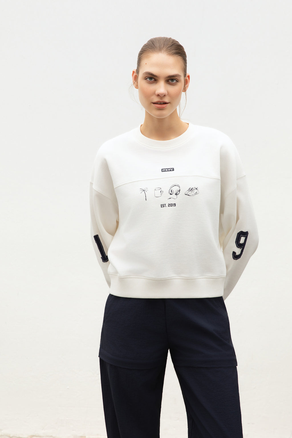 Fleece Sweatshirt Cloud Dancer Front View 2