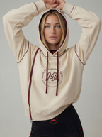 Lake Oversized women's Hoodie poppy Biege/Burgundy Front View 2