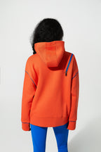 Lake Oversized women's Hoodie poppy Red/Lapis Blue Back View