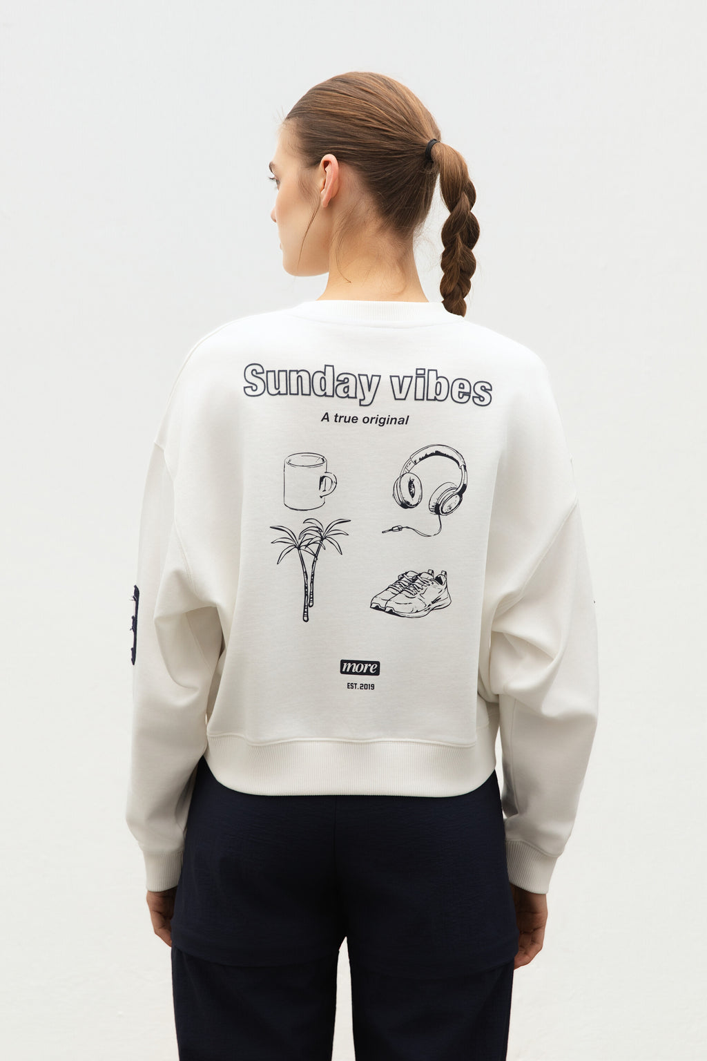 Fleece Sweatshirt Cloud Dancer Back View