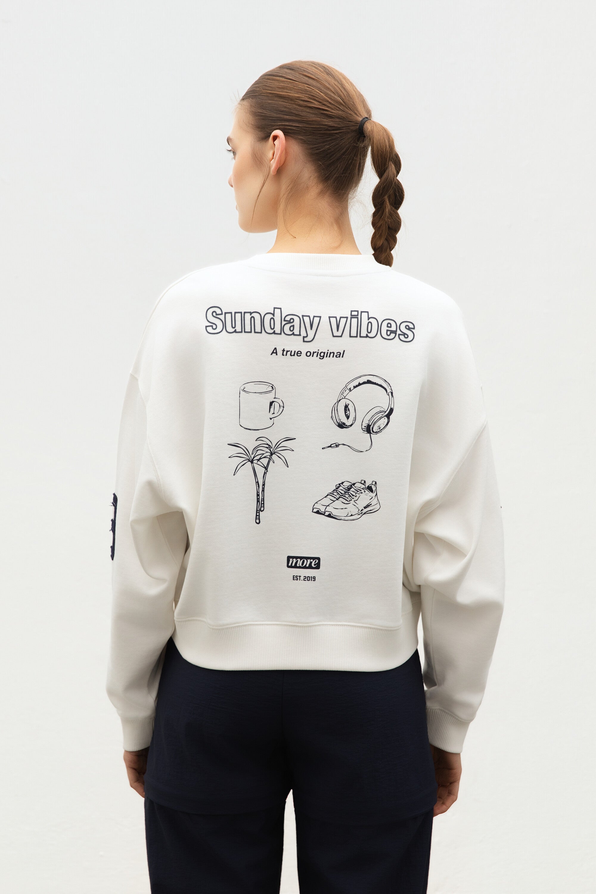 Fleece Sweatshirt Cloud Dancer Back View